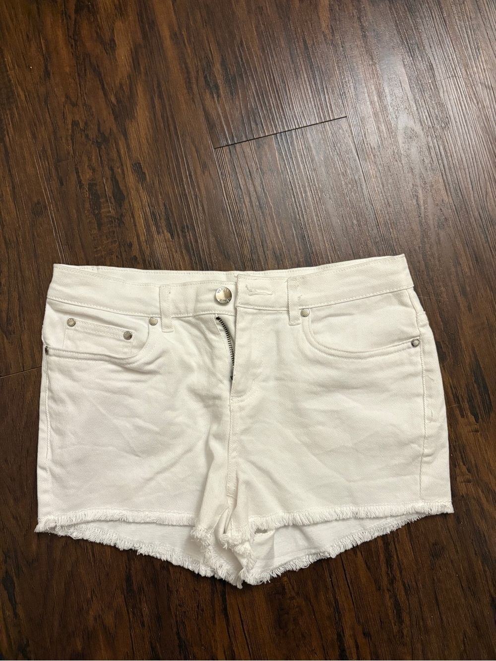 VENUS White Denim Frayed Hem Shorts